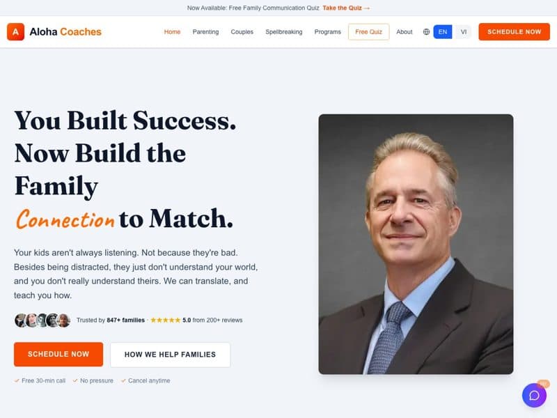 Aloha Coaches website