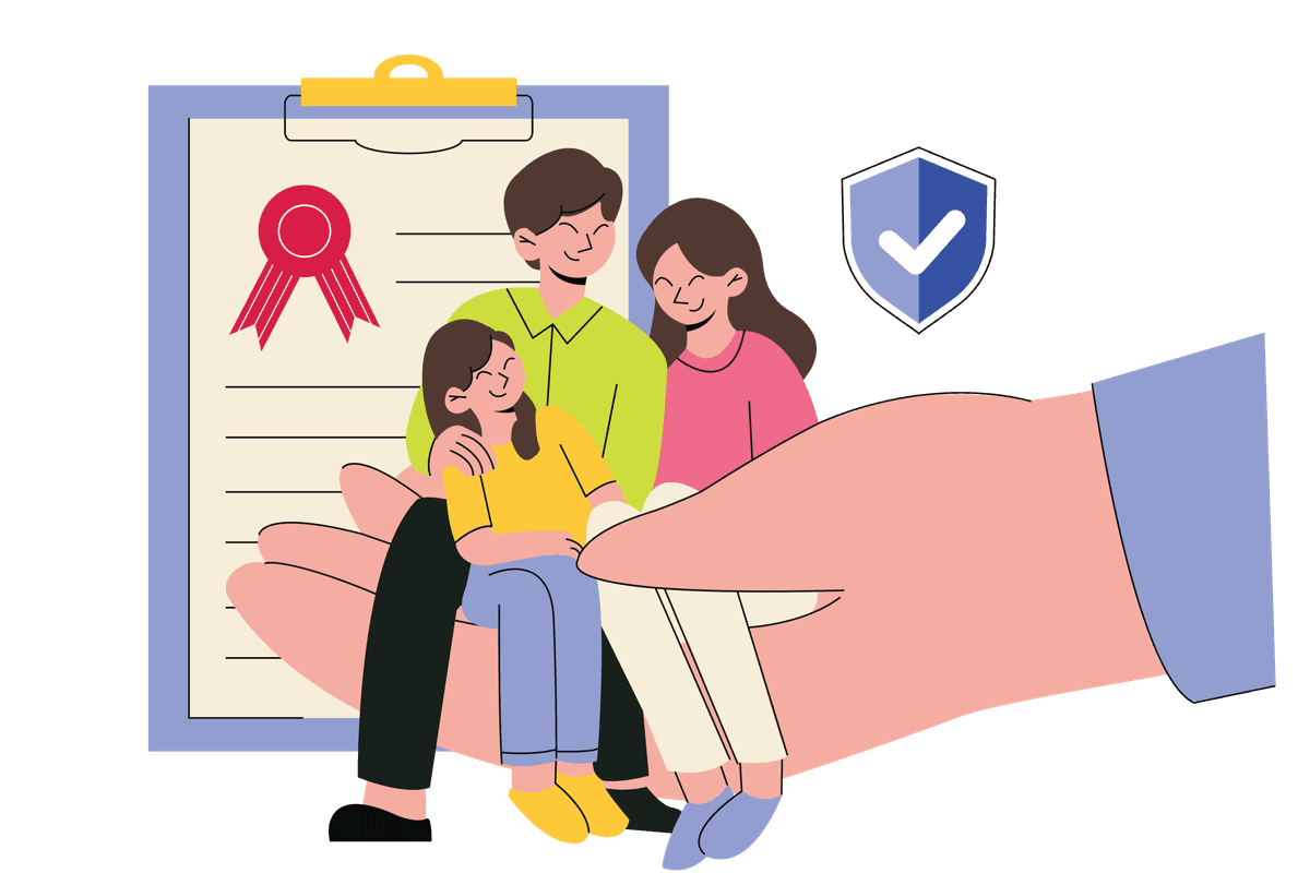 Illustration of a family protected by a life insurance plan